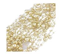 2 Pcs 5 M/pc Artificial ABS Pearl Beads Chain for Garland Wedding Party Decor Hair Accessories for Party Home Decoration(Gold 1)