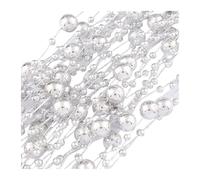 2 Pcs 5 M/pc Artificial ABS Pearl Beads Chain for Garland Wedding Party Decor Hair Accessories for Party Home Decoration(Siver)