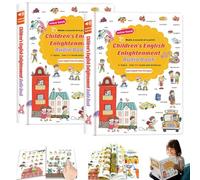 2 Pcs 500-Word Audio Learning Book, English Words Sound Book for Toddlers 2-6 Years Old, Interactive Talking Books for Kids with 18 Themes & 500+ Words, Early Educational Toys for Boys & Girls