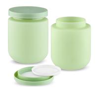 2 Pcs 500g/16.9oz Plastic Containers Large Empty Cosmetic Jars Wide Mouth Makeup Sample Storage Pot with Lids for Lotion Cream Makeup - Green