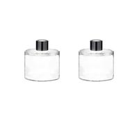 2 Pcs 50ml 1.7oz Empty Round Glass Diffuser Bottles with Black Caps Diffuser Jars Essential Oil Fragrance Containers Holders