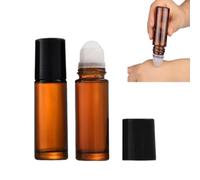 2 Pcs 50ml Brown Glass Essential Oil Roller Bottles Refillable Large Capacity Suitable for Storing Perfume Oils Deodorant Material Easy to Use Design