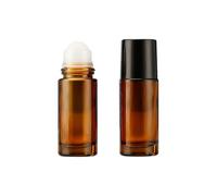 2 Pcs 50ml Essential Oil Roller Bottles Brown Glass Roll on Bottles Refillable Rollerball Containers Empty Deodorant Bottles Perfume Roller Ball Applicator for Travel