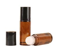 2 Pcs 50ml Glass Empty Roller Bottles, Deodorant Roll On Bottles Deodorant Containers,Roller ball deodorant container, Empty Roller Ball Bottles For Essential Oils Perfume Cosmetics (2pcs Round Brown)