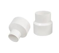 2 Pcs 50mm to 40mm Round Ducting Reducer, PVC/ABS/PP Duct Adaptor with Optional Clamps, Universal Connector for Tumble Dryer, Extractor Fan, Cooker Hood, Hydroponics - White