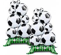 2 Pcs 59 Inch Giant Self Standing soccer balloons, No Helium Required Foil Field Base Centerpiece for Boys Sports Events