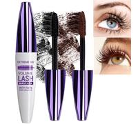 2 PCS 5D Waterproof Black Brown Mascara for Sensitive Eyes, Smudge-Proof, Long-Lasting Volume, Lengthening Mascara for Natural Full Lashes, Non-Clumping Formula, Black Brown Mascara for Women