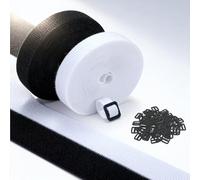 2 PCS 5m x 1.5cm Heavy Duty Hook and Loop Cable Ties, 100 Buckles Included, Adjustable & Reusable Cut-to-Length Straps for Cable Management, Wire Tidy, Home Office Storage - Black & White