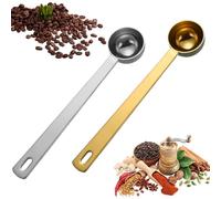 2 PCS 5ml Measuring Spoons Table Scoop Stainless Steel Coffee Measuring Spoon Long Handle Collagen Supplements Spoon for Coffee Protein Powder Milk Powder Loose Tea Sugar Flour