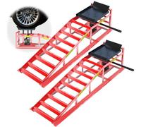 2 PCS 5n/5000kg HeavyDuty Car Ramps,Car Ramp with Hydraulic Jack and Reflective Strips for Safe Nighttime Use,Portable Car Lifts for Oil Changes for Home Garage,Adjustable Height from 24.938.1cm
