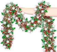 2 Pcs 6.5 Ft Christmas Tinsel Garland Hanging Decor for Christmas Tree Indoor Outdoor Home Holiday Party Decoration (Snowflake)