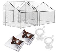 2 PCS 6.6x13 Ft Chicken Coop Covers with 10 Pcs Ball Bungees Cords Transparent Waterproof Material Protection from Sun Rain Snow and Low Temperature