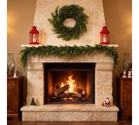 2 Pcs 6 Ft Artificial Norfolk Pine Garlands, Real Touch Christmas Garland with 30 Branches, Winter Greenery Garland for Mantle, Table, Wall, Indoor Outdoor Christmas Decor, Cost-Effective