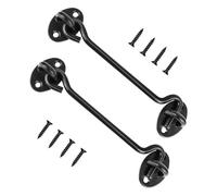 2 PCS 6 Inch 150mm Hook and Eye Latch, Cabin Hook Stainless Steel Door Lock Hook, Door Latch Catch for Indoor, Outdoor Garden Gate Use, Black