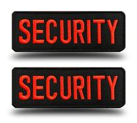 2 Pcs 6 x 2 Inch Red Security Tactical Embroidered Hook and Loop Patch