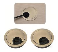 2 Pcs 60mm Desks Cable Grommets, Computer Desks Metal Cable Hole, Desk Plug Hole Cover, for Home Office Desk Wires Organizer (Bronze)