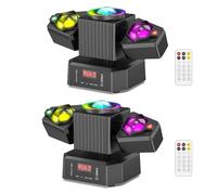 2 PCS 65W 2-Arm RGBW Moving Head Stage Lights,4-in-1 Multi Effect DJ Party Light with Starry & Magic Ball Effect,DMX512,Remote Controlled LED Beam Stage Lighting for Wedding DJ Disco Party Concert