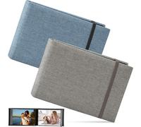 2 Pcs 6x4 Inch 100 Slips Small Photo Album Set, Fabric Cover Mini Picture Book with Elastic Strap Closure for 6 Inch Photos, Portable Travel Flip Pictures Book for Family, Baby, Wedding, Travel Photos