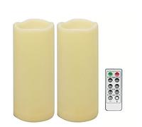 2 PCS 7.5cm x 18cm Waterproof Outdoor Battery Operated Flameless LED Pillar Remote Candles Flickering Plastic Resin Decorative Light for Lantern Patio Garden Home Decor Party Wedding Decoration