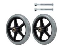 2 pcs 7 inch Wheelchair Front Wheels, Low Noise Rollator Walker Replacement Wheel Accessories, Equipped with Threaded Rods, Gray