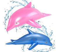 2 Pcs 70CM Inflatable toys Dolphin, Inflatable Pool Float, Beach Toy for Outdoor Summer, Shark inflatables for Beach Parties, Pool Hawaiian Party Toys for Water Sports (Blue and Pink)