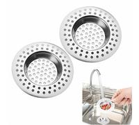2 Pcs 73mm Stainless Steel Kitchen Sink Strainer Plug - Multi-Purpose Hair Catcher Drain Filter for Kitchen Bathtub Bathroom