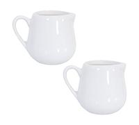 2 Pcs 75ml Small Milk Jug, Gravy Jug, White Ceramic Kitchen Pouring Coffee Cream Sauce Cup with Handle