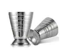 2 Pcs 75ml Stainless Steel Jigger Shot Measure Cup for Cocktail and Spirits with Multiple Measurement Markings