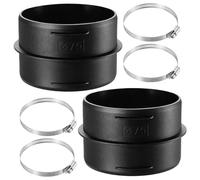 2 Pcs 75mm Round Ventilation Duct Pipe Connector, Professional Diesel Heater Ducting Connectors, Plastic Round Duct Pipe Adapter for Heater Accessories, Connect Hot Air Pipes, with 4 Hose Clamps