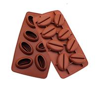 2 PCS 8 Cavities 3D Coffee Bean Silicone Ice Cube Mold Beans Mould Candy Fondant Mousse Cake Milk Chocolate Dessert Soap Wax Molds Ice Cube Trays