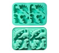 2 Pcs 8 Cavities Dinosaur Chocolate Silicone Moulds for Chocolate,Ice,Candle,Resin, Cake Decorations, Jelly(Green)