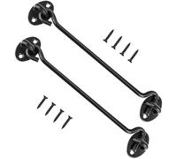 2 PCS 8 Inch 200mm Hook and Eye Latch, Cabin Hook Stainless Steel Door Lock Hook, Door Latch Catch for Indoor, Outdoor Garden Gate Use, Black