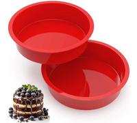 2 PCS 8 Inch Silicone Cake Tins for Baking, Nonstick 20cm Round Cake tins, Silicone Cake Moulds for Baking Layer Cake, Cheesecake Muffins Puddings Bread,Quick Release Heat Resistant Loaf Pans for Oven