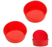 2 Pcs 8 Inch Silicone Cake Tins Set for Baking - Non-Stick Red Round Baking Molds,21cm Silicone bakeware,Quick Release Cake Tray Pan for Cheesecake, Bread, Muffins.