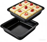 2 Pcs 8 Inch Square Cake Tin Set of 2,Small Stainless Steel Cake Mould