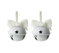 2 Pcs 8cm Christmas Star Bells Xmas Tree Bell Ornaments Santa Claus Sleigh Bells Jingle Bell Christmas Tree Ornaments Large Metal Holiday Bells Rustic Craft Bells with Star Cutouts White