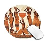 2 PCS 8inch Round Mouse Pad African Tribal Woman Mouse Mat with Non-Slip Rubber Base Custom Computer Mouse Pads for Wireless Mouses Laptop Office Desk Accessories Gaming Mousepad