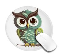 2 PCS 8inch Round Mouse Pad Cartoon Green Cute Owl Mouse Mat with Non-Slip Rubber Base Custom Computer Mouse Pads for Wireless Mouses Laptop Office Desk Accessories Gaming Mousepad
