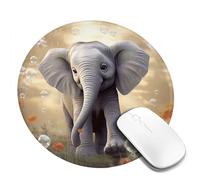 2 PCS 8inch Round Mouse Pad Cute Elephant Play Mouse Mat with Non-Slip Rubber Base Custom Computer Mouse Pads for Wireless Mouses Laptop Office Desk Accessories Gaming Mousepad