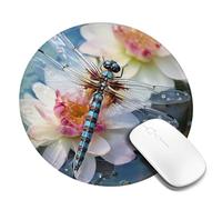 2 PCS 8inch Round Mouse Pad Dragonfly Lotus Mouse Mat with Non-Slip Rubber Base Custom Computer Mouse Pads for Wireless Mouses Laptop Office Desk Accessories Gaming Mousepad
