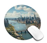 2 PCS 8inch Round Mouse Pad Penthouse View Over New York Manhattan Mouse Mat with Non-Slip Rubber Base Custom Computer Mouse Pads for Wireless Mouses Laptop Office Desk Accessories Gaming Mousepad