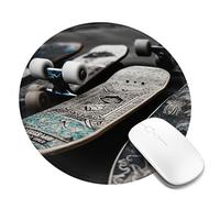 2 PCS 8inch Round Mouse Pad Skate Boards Mouse Mat with Non-Slip Rubber Base Custom Computer Mouse Pads for Wireless Mouses Laptop Office Desk Accessories Gaming Mousepad