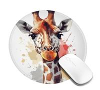 2 PCS 8inch Round Mouse Pad Stylish Animal Watercolor Giraffe Mouse Mat with Non-Slip Rubber Base Custom Computer Mouse Pads for Wireless Mouses Laptop Office Desk Accessories Gaming Mousepad