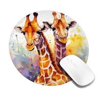 2 PCS 8inch Round Mouse Pad Watercolor Giraffes Mouse Mat with Non-Slip Rubber Base Custom Computer Mouse Pads for Wireless Mouses Laptop Office Desk Accessories Gaming Mousepad