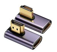 2 Pcs 8K HDMI 90 Degree Right Angle Adapter, HDMI 2.1 Male to Female Extender Connector, 48Gbps Ultra High Speed Supports 8K@60Hz 4K@120Hz HDR, Compatible with Laptop TV Monitor Projector Gaming