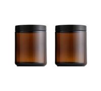 2 Pcs 8oz Amber Glass Jars Refillable Cosmetic Containers with Inner Liners and Black Lids Empty Round Cream Jars for Lotion Ointments Bath Salts Makeup Storage
