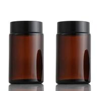 2 Pcs 8OZ Amber Glass Jars Straight Sided Cosmetic Jars Refillable Cosmetic Containers with Inner Liners and Black Lid for Lotions Body Scrubs Cream Ointment