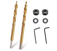 2 Pcs 9.5 mm (3/8 Inch) Pocket Hole Drill Bit Set, HSS Step Bits