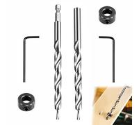 2 Pcs 9.5 mm Dual-Shank Pocket Hole Step Drill Bits With Stop Collars | For Pocket Hole Jig Systems, Furniture Assembly, Cabinet Joinery and Precision DIY Woodworking Projects