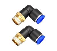 2 Pcs 90-Degree Push to Connect Elbow Fittings, Quick Connect Air Hose Pneumatic Connector for Water, Gas, Oil Pipe Systems